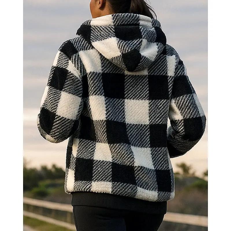 Colette | Cozy Quarter-Zip Checkered Hoodie by My Store