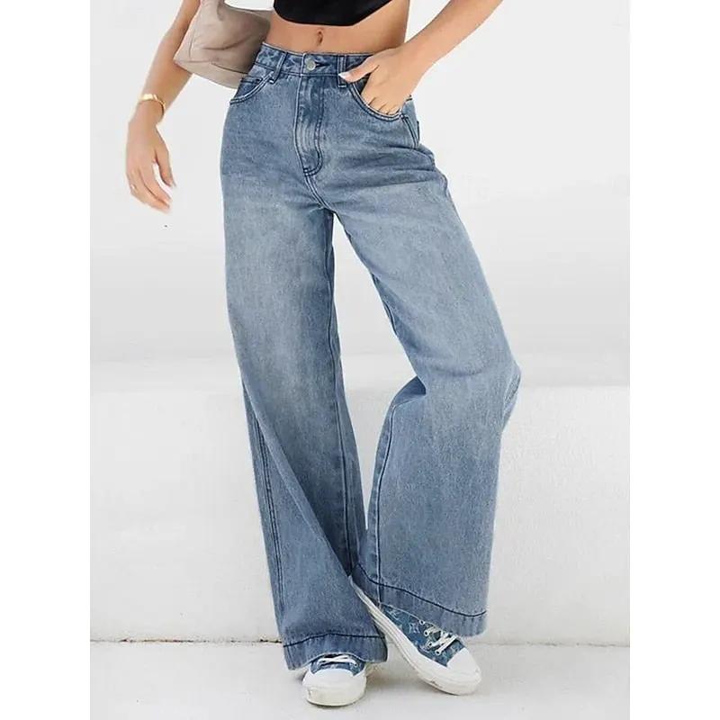 Women's High-Waist Relaxed Wide-Leg Jeans-Women's Jeans-Bellmaren-Blue-S-My Store