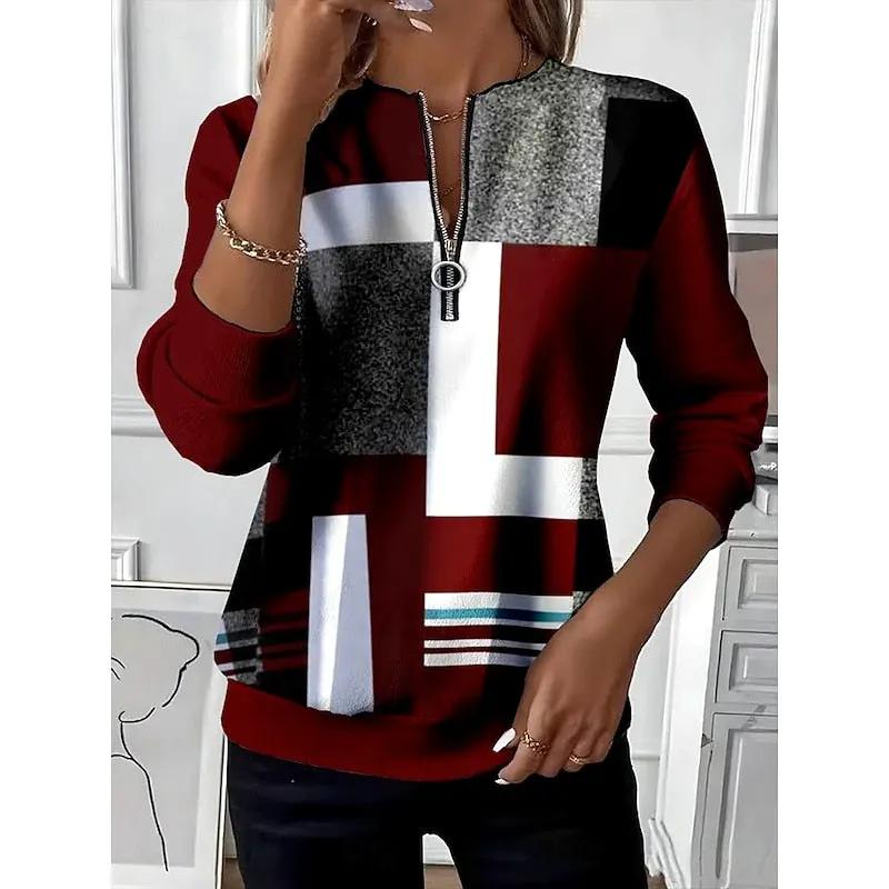 Nancy | Color Block Zip-Neck Sweatshirt by My Store