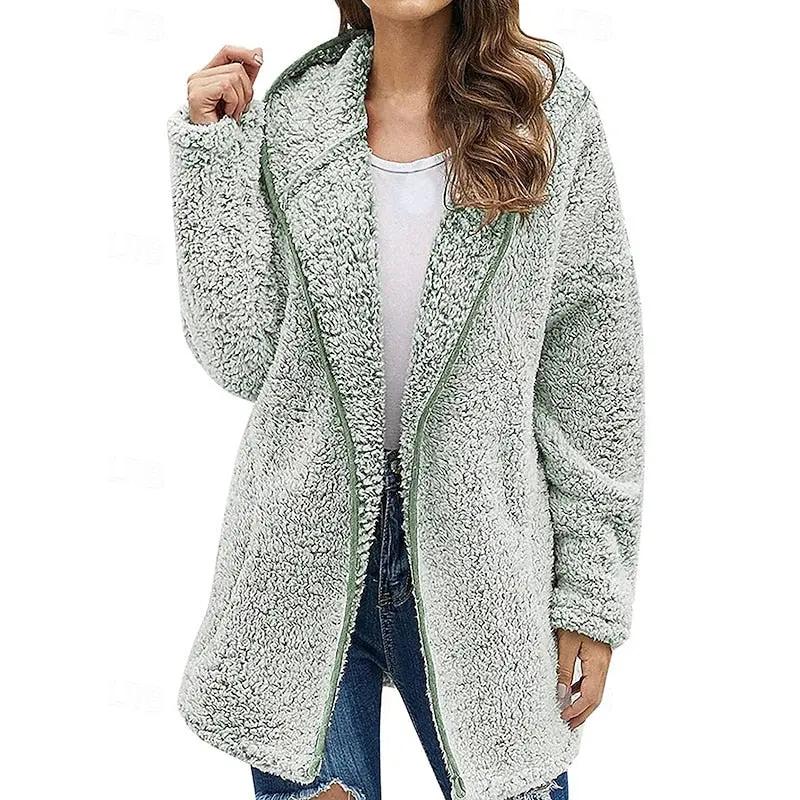 Women's Zip-Front Plush Hooded Jacket | Relaxed Fit by Bellmaren