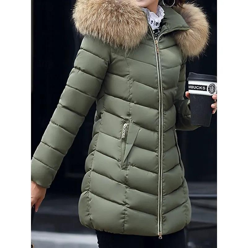Women's Hooded Quilted Winter Parka With Side Pockets-Women's Coats & Jackets-Bellmaren-Army Green-M-My Store