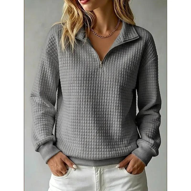 Juliana | Textured Half-Zip Pullover by My Store