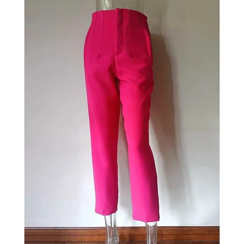 Women's High Waisted Tailored Trousers for Workwear-Women's Trousers-Bellmaren-Fuchsia-XS-My Store