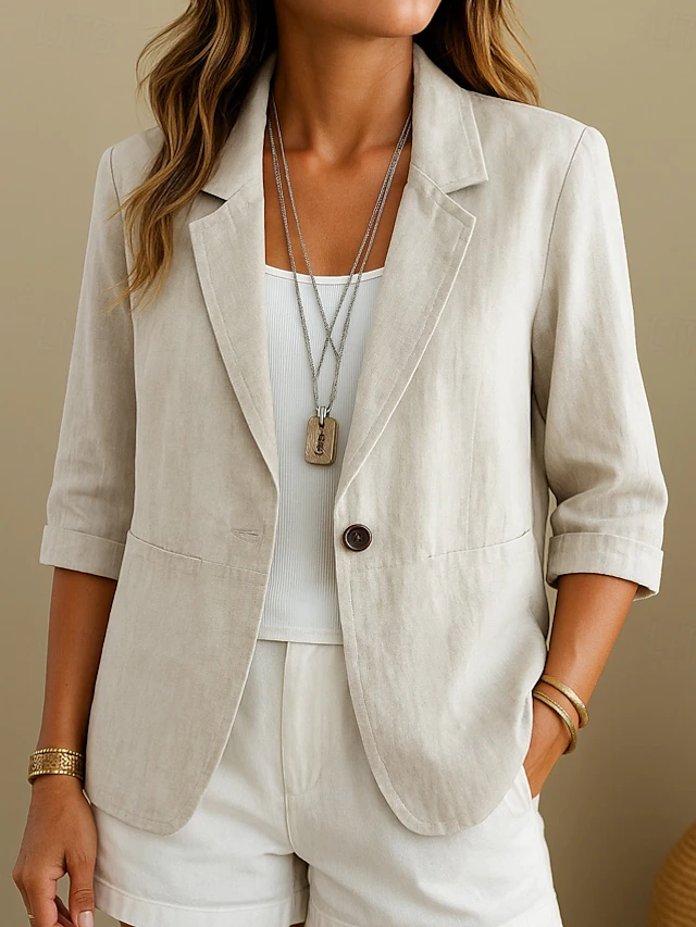 Women's Relaxed Tailored Single Button Blazer by Bellmaren