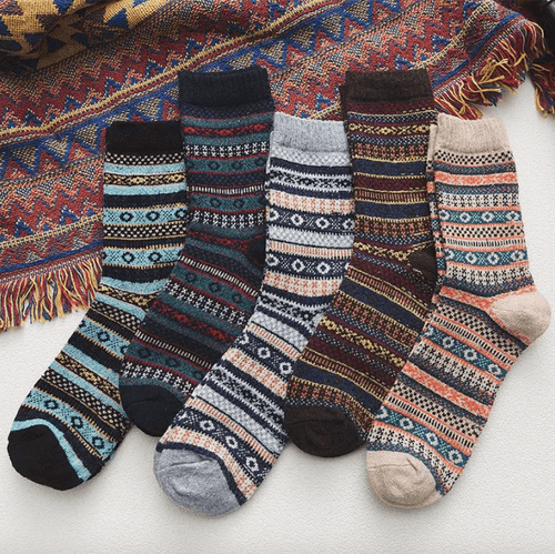 Winter Socks – Nordic Patterns, Double-Layer Knit & Five-Pair Set