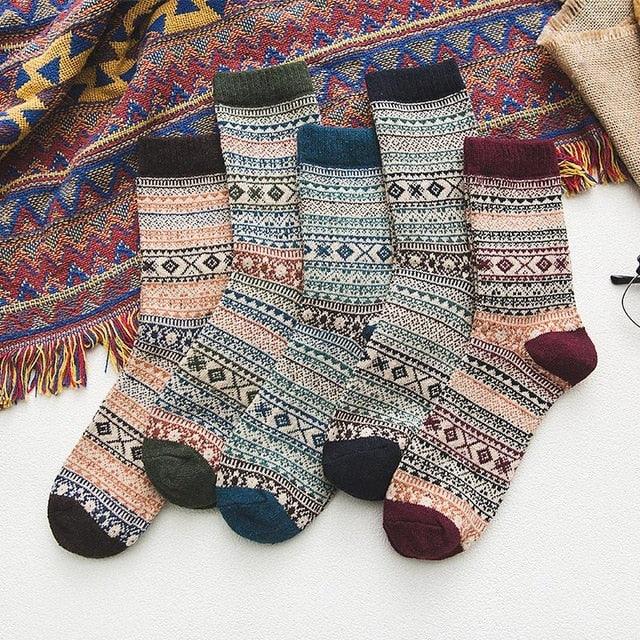 Winter Socks – Nordic Patterns, Double-Layer Knit & Five-Pair Set