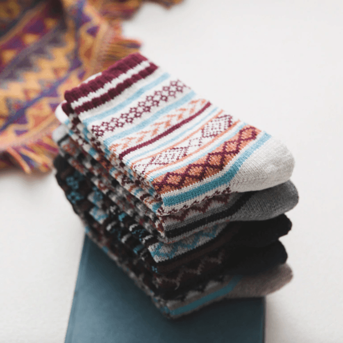 Winter Socks – Nordic Patterns, Double-Layer Knit & Five-Pair Set