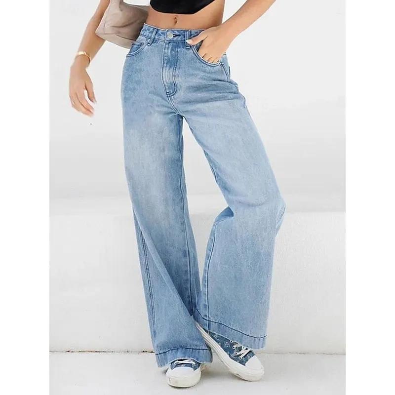 Women's High-Waist Relaxed Wide-Leg Jeans-Women's Jeans-Bellmaren-Blue-S-My Store