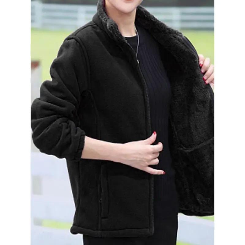 Women's Stand-Collar Jacket with Full Zip Closure-Women's Coats & Jackets-Bellmaren-Black-XL-My Store