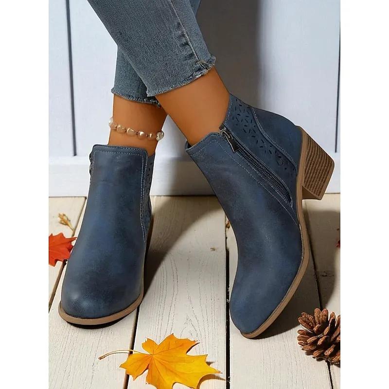 Hollis | Cutout Low-Heel Ankle Boots by My Store