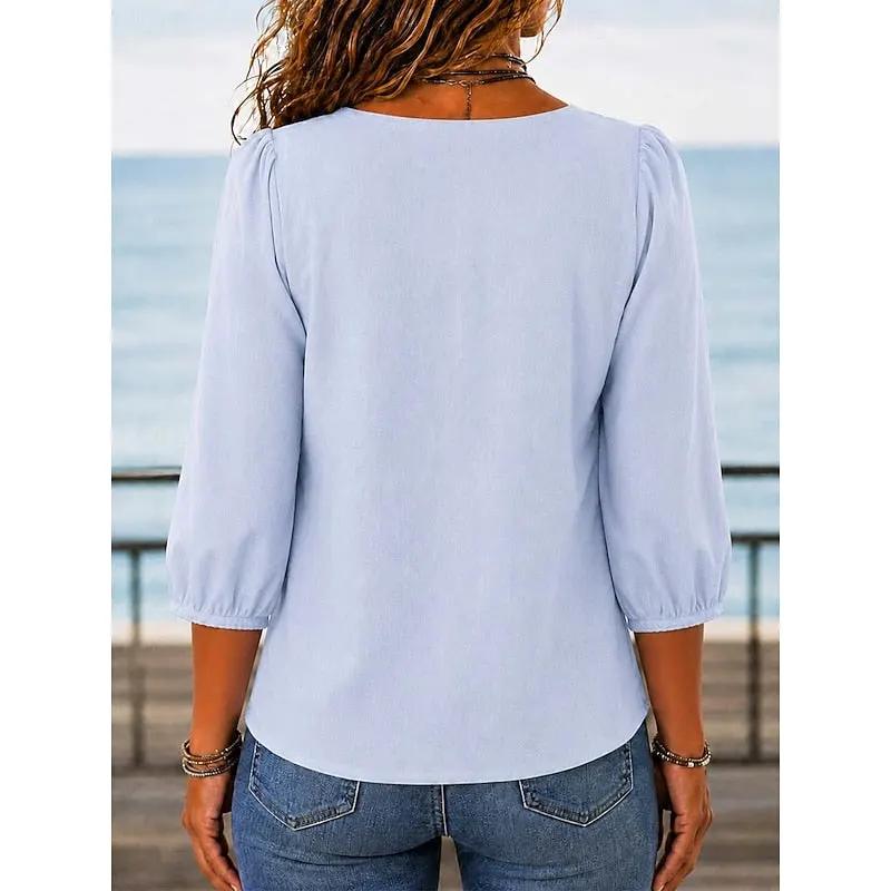 Fern | Lace-Trimmed Square Neck Blouse by My Store