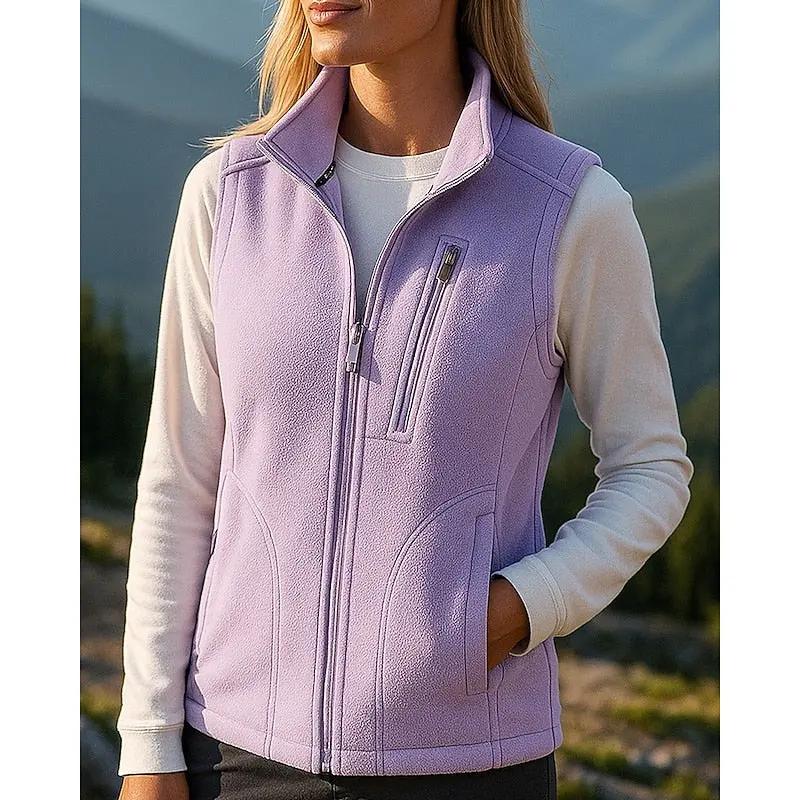 Women's Soft Brushed Zip-Up Gilet with Practical Pockets-Women's Vests-Bellmaren-Purple-M-My Store