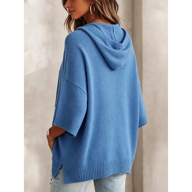 Women's Relaxed Hooded Sweater with Adjustable Drawstring by Bellmaren