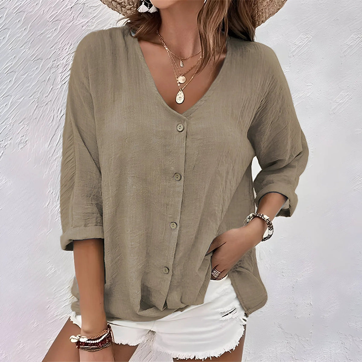 Giana | Casual Relaxed Button-Up Blouse by My Store