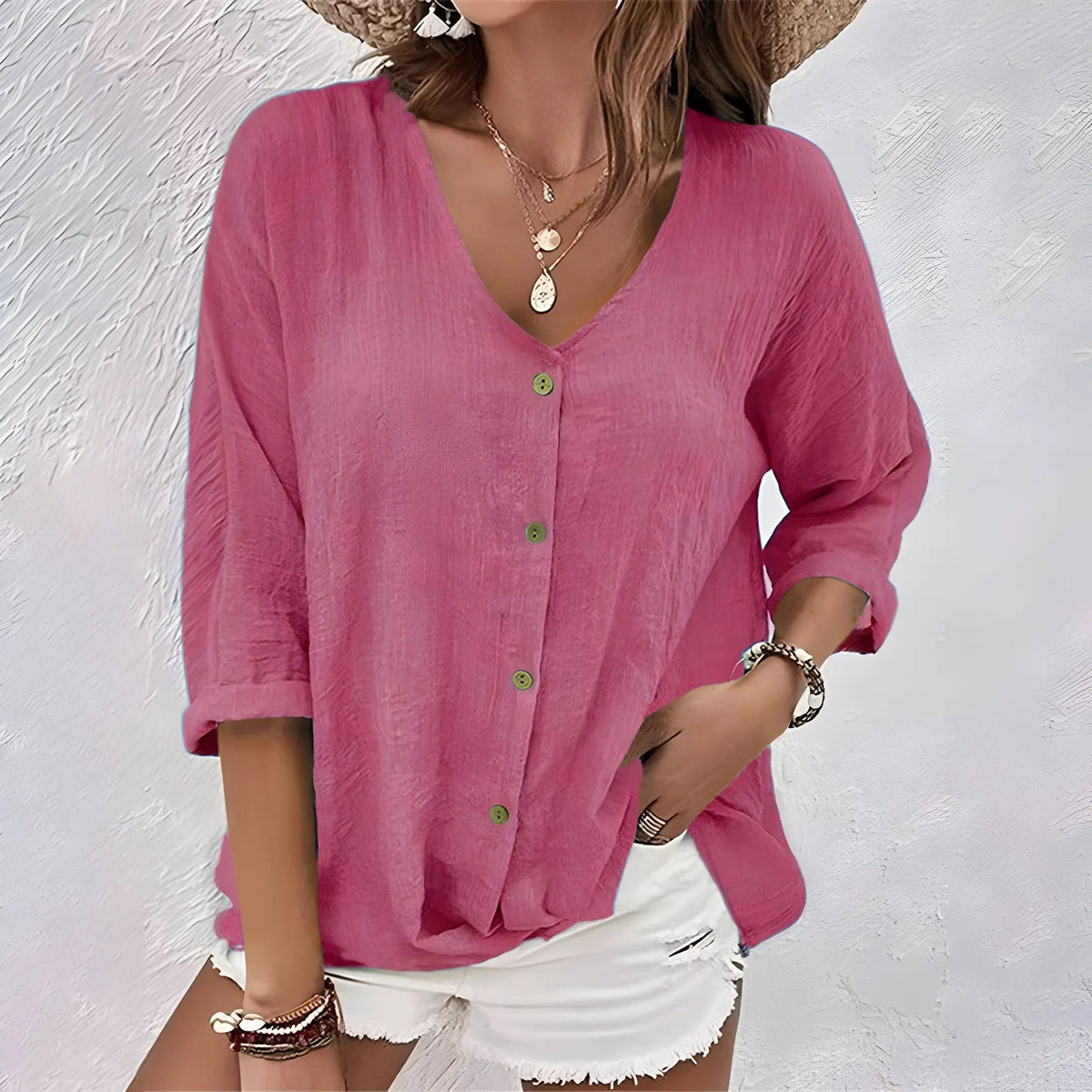 Giana | Casual Relaxed Button-Up Blouse by My Store