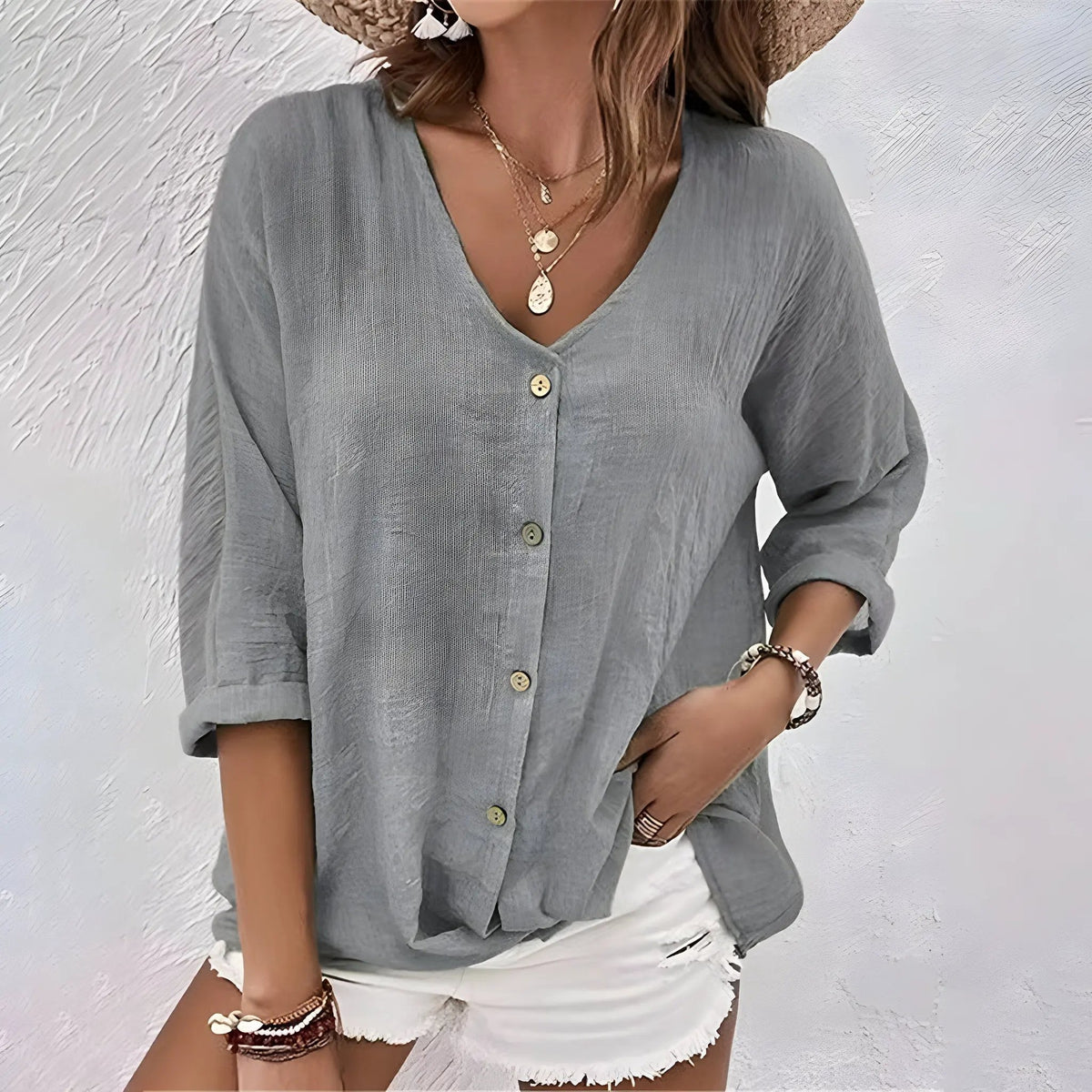 Giana | Casual Relaxed Button-Up Blouse by My Store
