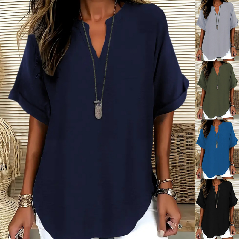 Daniela | Stylish Mid Sleeve V-Neck Blouse by My Store