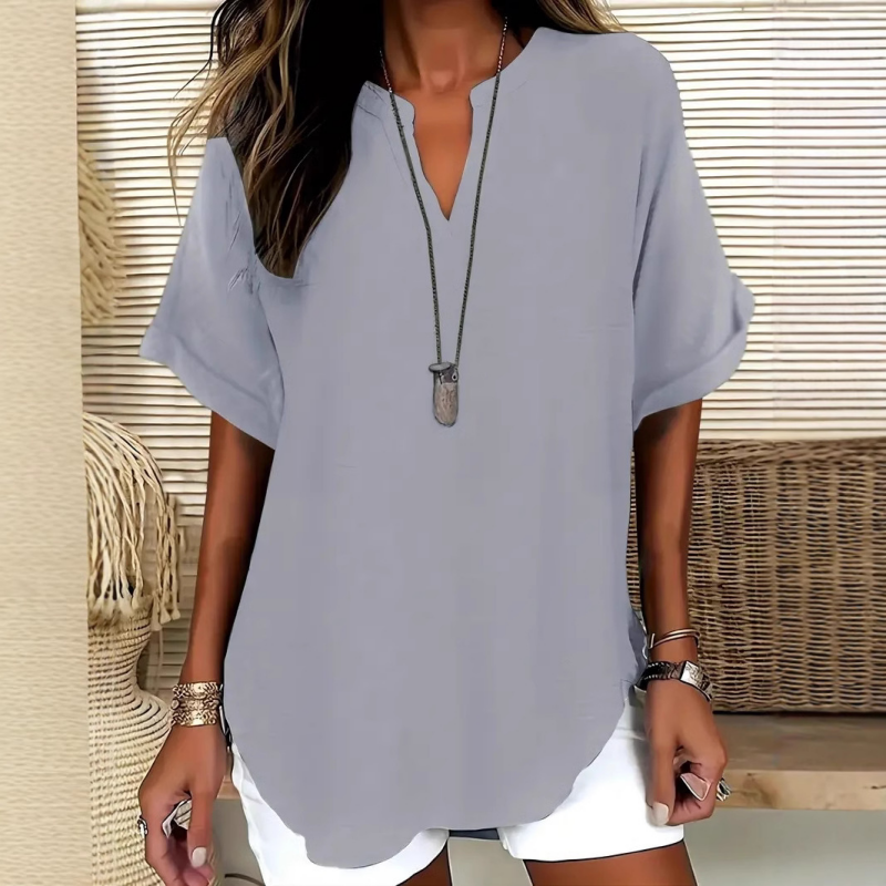 Daniela | Stylish Mid Sleeve V-Neck Blouse by My Store