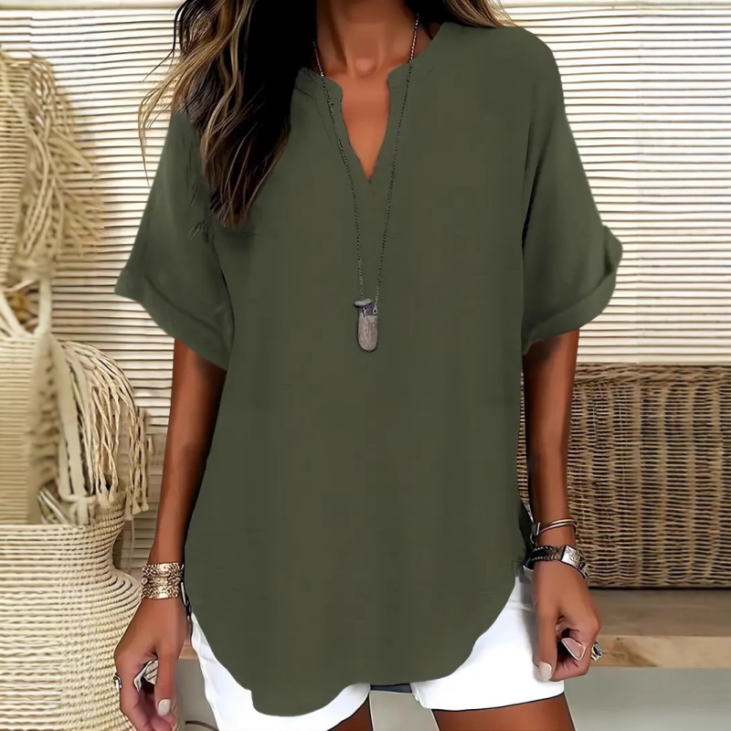 Daniela | Stylish Mid Sleeve V-Neck Blouse by My Store