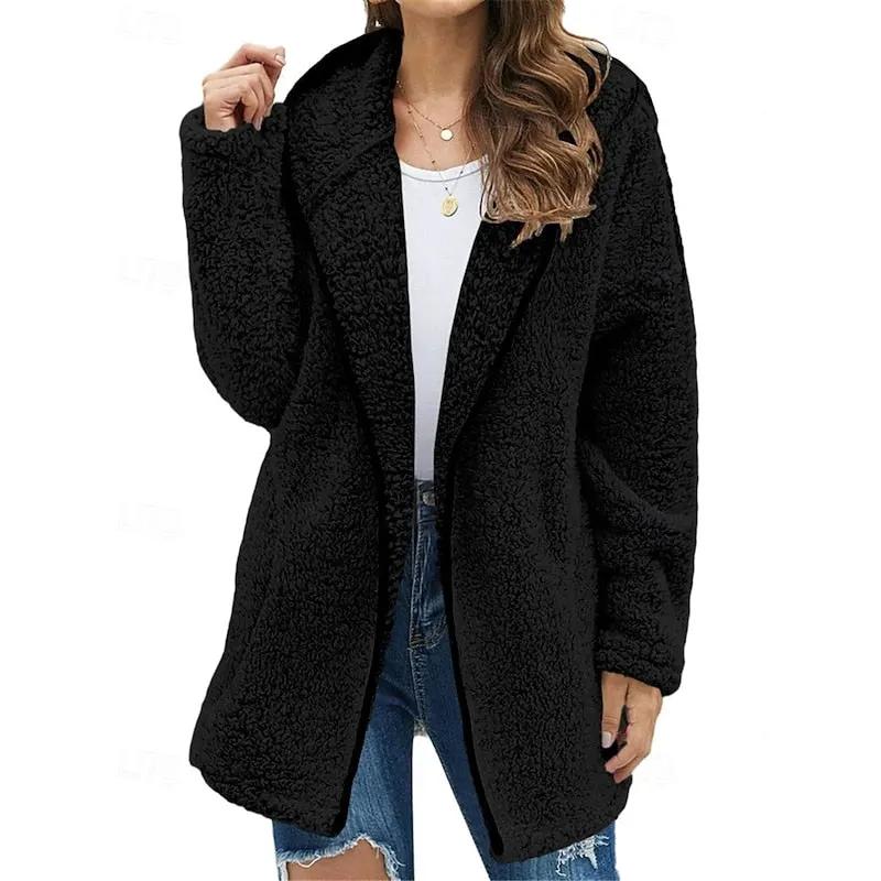 Women's Zip-Front Plush Hooded Jacket | Relaxed Fit by Bellmaren