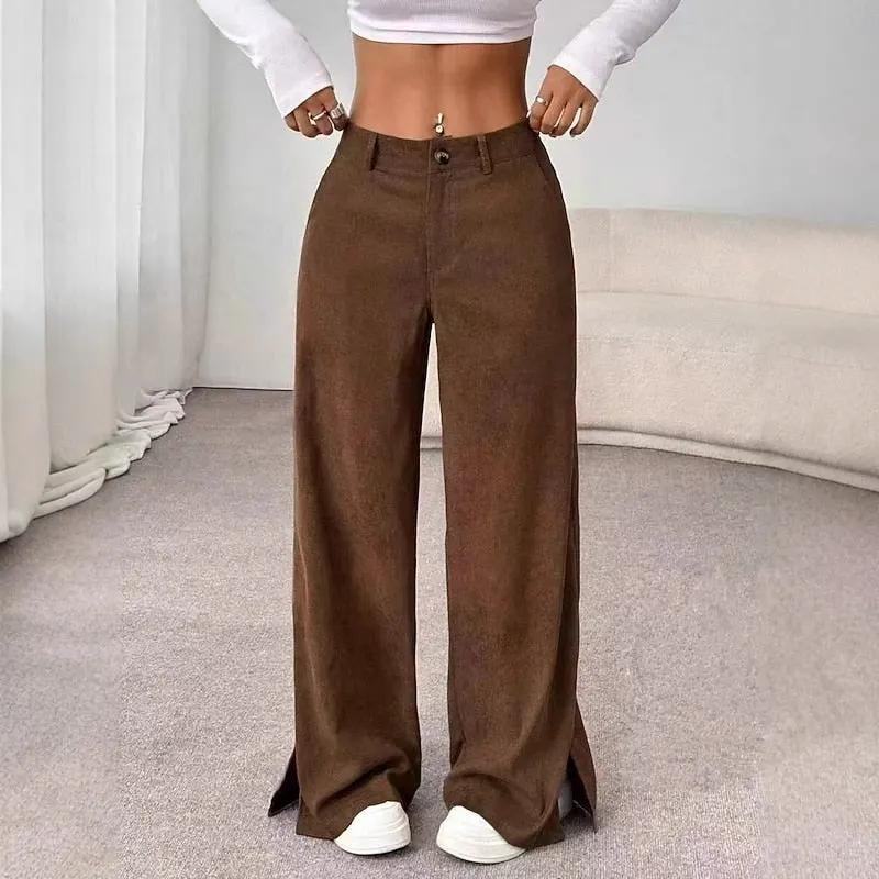 Women's High-Waist Wide-Leg Trousers for Smart-Casual Wear-Women's Trousers-Bellmaren-Coffee Brown-XS-My Store