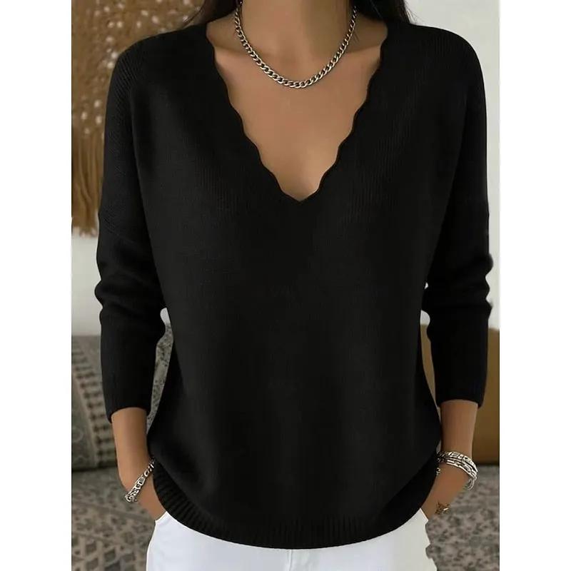 Hannah | Scalloped V-Neck Halloween Pullover by My Store