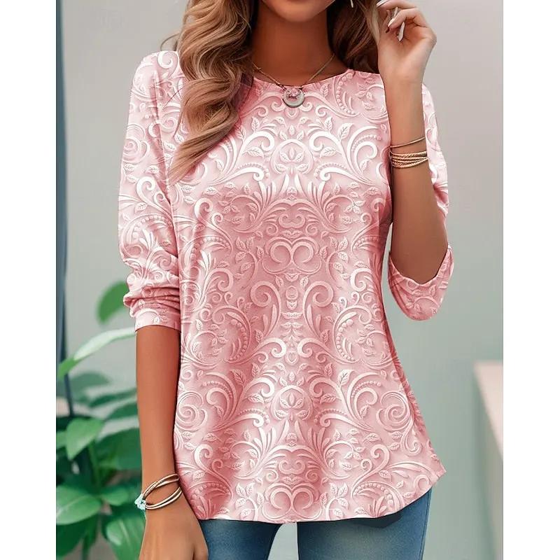 Noelle | Elegant Floral Long-Sleeve Tunic Top by My Store