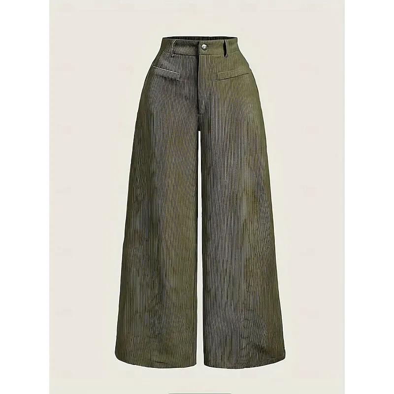 Women's Wide-Leg Tailored Trousers With High Waist-Women's Trousers-Bellmaren-Green-XS-My Store