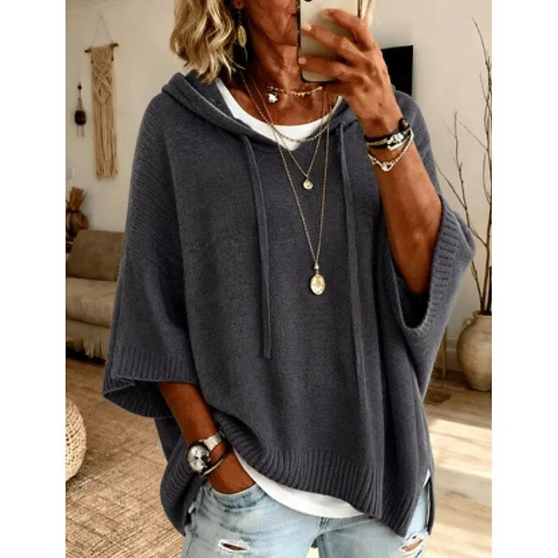 Women's Relaxed Hooded Sweater with Adjustable Drawstring by Bellmaren