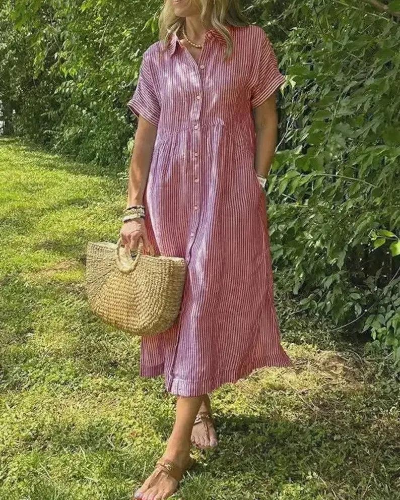 Maggie | Casual Stripe Midi Dress by My Store