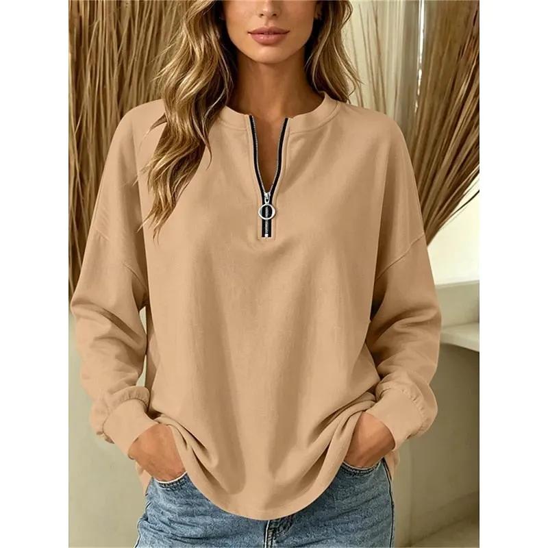Women's Quarter-Zip Draped Top – Relaxed Soft Layer
