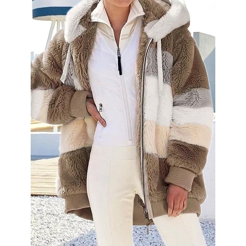 Women's Relaxed-Fit Hooded Zip-Up Jacket with Pockets-Women's Coats & Jackets-Bellmaren-Brown-S-My Store