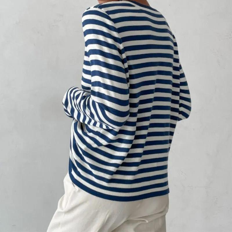 Women's Relaxed Striped Long Sleeve Top for Casual Wear by Bellmaren