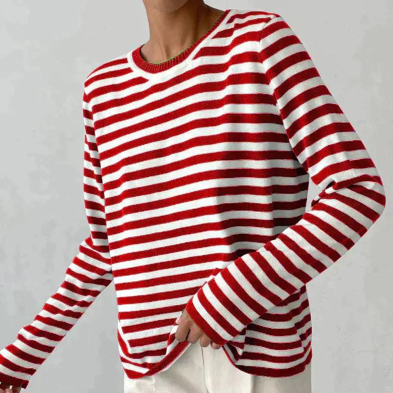 Women's Relaxed Striped Long Sleeve Top for Casual Wear by Bellmaren