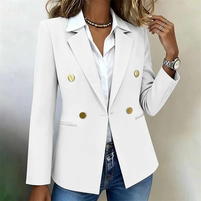 Women's Double-Breasted Blazer – Structured Shoulders & Pockets