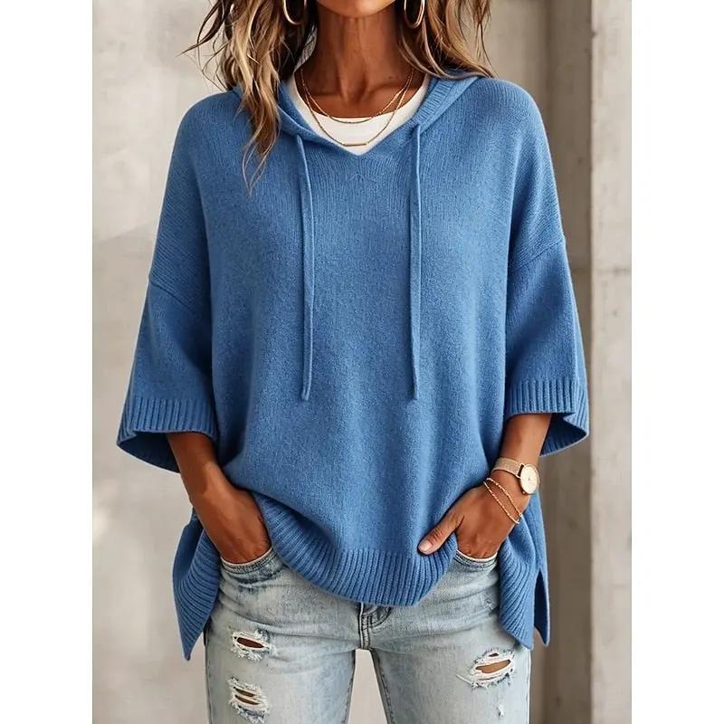 Women's Relaxed Hooded Sweater with Adjustable Drawstring by Bellmaren
