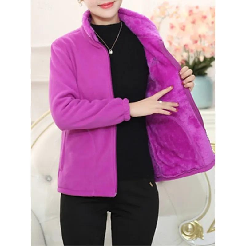 Women's Stand-Collar Jacket with Full Zip Closure-Women's Coats & Jackets-Bellmaren-Purple-XL-My Store