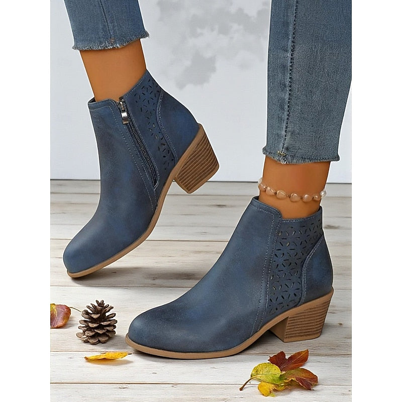 Hollis | Cutout Low-Heel Ankle Boots by My Store