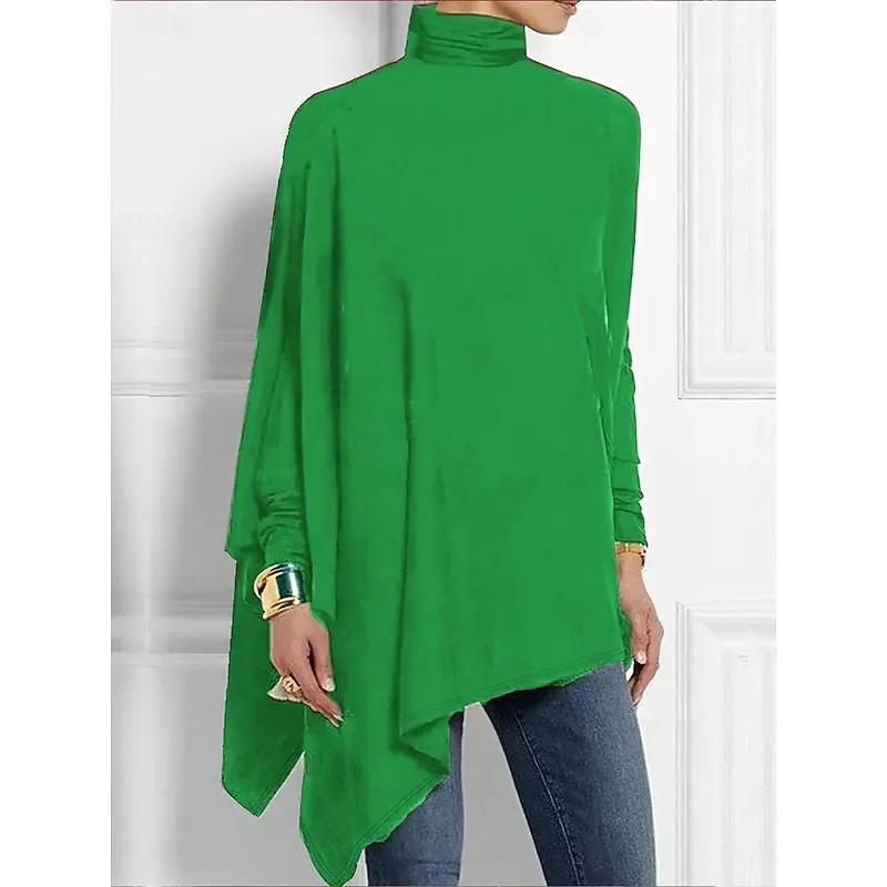 Evelyn | Draped Asymmetrical Turtleneck Top by My Store