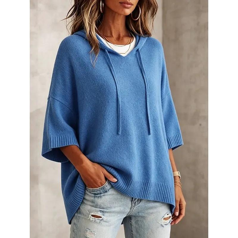 Women's Relaxed Hooded Sweater with Adjustable Drawstring by Bellmaren