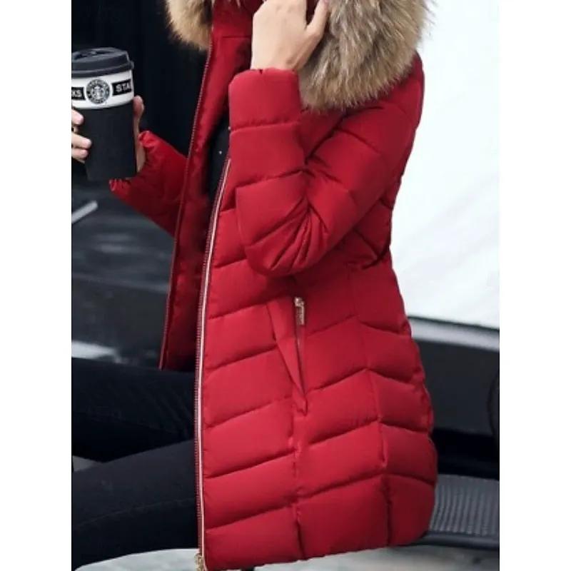 Women's Hooded Quilted Winter Parka With Side Pockets-Women's Coats & Jackets-Bellmaren-Wine-M-My Store
