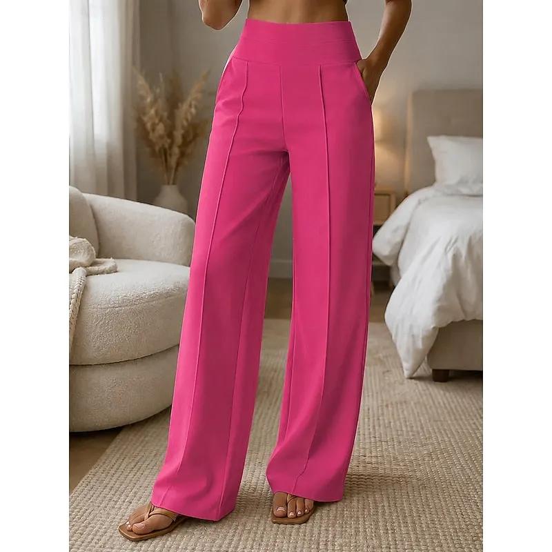 Women's Tailored Wide-Leg Trousers High Waist Pockets by Bellmaren