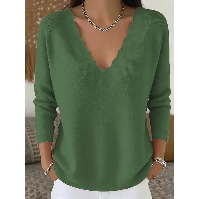 Hannah | Scalloped V-Neck Halloween Pullover by My Store